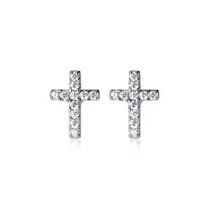 Fashionable Cross Cubic Zirconia Geometric 925 Sterling Silver Cross Earrings &ndash; 925 sterling silver