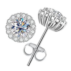 Flower Cluster Moissanite  Tone 925 Sterling Silver Stud Earrings &ndash; 925 sterling silver