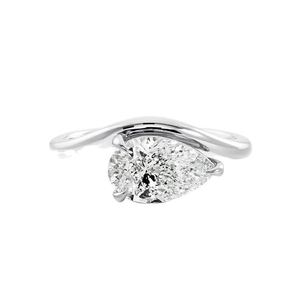 Minimalist Geometric Ring Cubic Zirconia And Pure Metal 925 Sterling Silver 18K Gold Tone White Gold Tone Wave Leaf Clover Pear Cut Open Band Fashion &ndash; 925 sterling silver