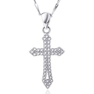 Silver CZ Pave Christian Cross Solid 925 Sterling Sliver Pendant &ndash; 925 sterling silver