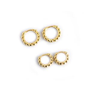Beaded Round Ball 925 Sterling Silver Hoop Earrings &ndash; 925 sterling silver