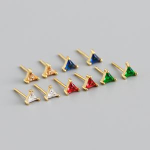 Fashion Jewelry Mini Geometric Triangle Zirconia 925 Sterling Silver Stud Earrings &ndash; 925 sterling silver