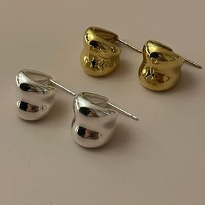 Office C Shape Wide 925 Sterling Silver Stud Earrings &ndash; 925 sterling silver