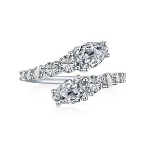 S925 pure silver ring pear shaped zircon high-end design exquisite temperament opening ring women's accessory &ndash; 925 sterling silver