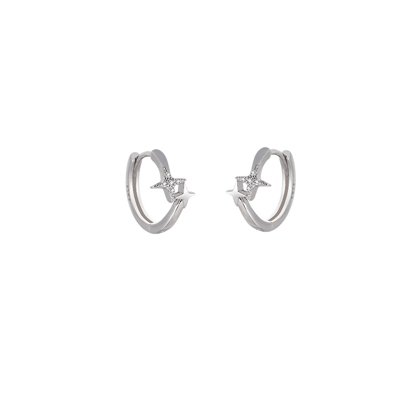Fangxing Star Ear Buckle s925 Pure Silver Earrings for Women's Niche Design, Light Luxury Style Earrings, New Summer Ear Accessories &ndash; 925 sterling silver