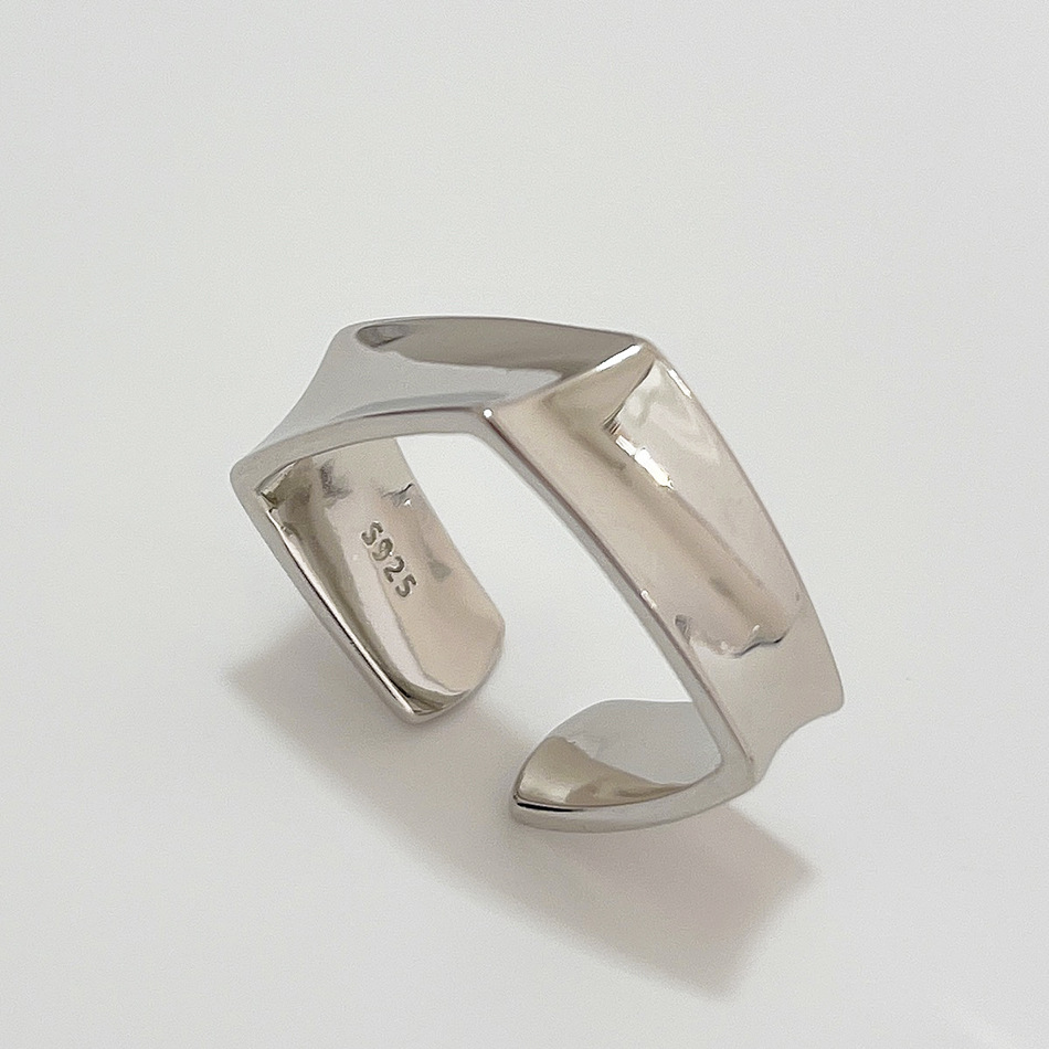 Men's Geometry Square 925 Sterling Silver Adjustable Ring &ndash; 925 sterling silver