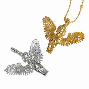 925 Silver Winged Cupid Angel Cubic Zirconium Fashion Necklace Pendant &ndash; 925 sterling silver