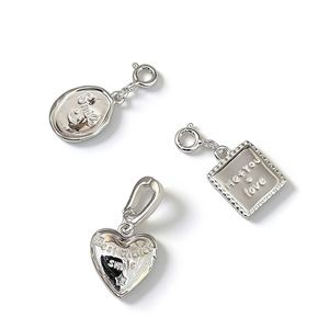 Trendy Heart Shape Letter Pendant Polished 925 Sterling Silver Minimalist Charm &ndash; 925 sterling silver