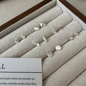 Mini Geometry Tube Football Rhombus Pentagon Conic 925 Sterling Silver Stud Earrings &ndash; 925 sterling silver