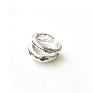 Women Modern Minimalist Fashion Jewelry Irregular Double Layer Open Ring Solid 925 Sterling Silver Geometric Wrap Adjustable Ring &ndash; 925 sterling silver