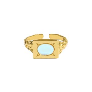 Modern Oval Created Moonstone Geometry Rectangle 925 Sterling Silver Adjustable Ring &ndash; 925 sterling silver