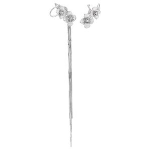 Asymmetric Women Peach Blossom Flower Tassels 925 Sterling Silver Dangling Earrings &ndash; 925 sterling silver