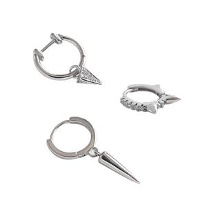 Geometry Rivet Fashion 925 Sterling Silver Hoop Earrings &ndash; 925 sterling silver