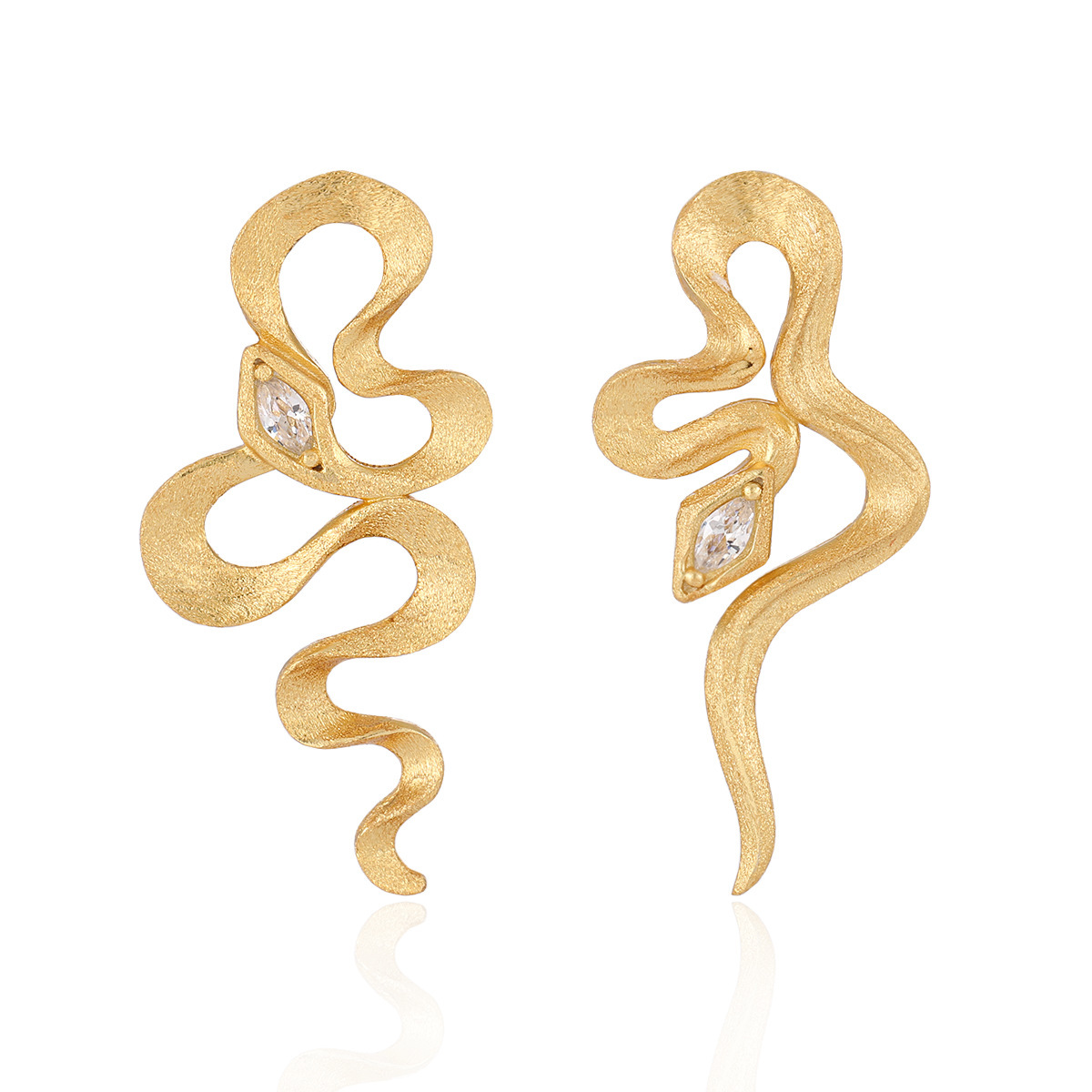 Party Irregular CZ Snake Animal 925 Sterling Silver Dangling Earrings &ndash; 925 sterling silver