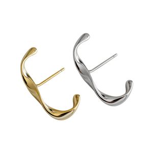 Hot Mobius Twisted C Shape 925 Sterling Silver Stud Earrings &ndash; 925 sterling silver