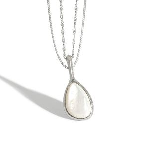 Teardrop Mother Of Pearl 925 Sterling Silver Pearl Long Pendant Necklace &ndash; 925 sterling silver