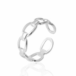 Hollow Geometric Bamboo Chain 925 Sterling Silver Adjustable Ring &ndash; 925 sterling silver