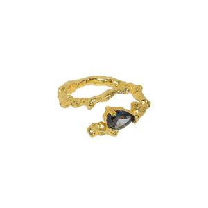 Unique Black Waterdrop CZ Irregular 925 Sterling Silver Adjustable Ring &ndash; 925 sterling silver