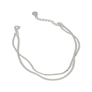 Minimalist Double Layer Snake Chain and Box Chain 925 Sterling Silver Bracelet &ndash; 925 sterling silver