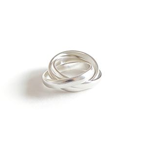 Elegant Geometric Design Pure Metal S990 Silver Intertwined Lines Closed Ring &ndash; 925 sterling silver