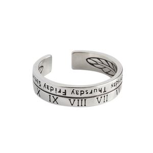 Retro English Letters Numbers 925 Sterling Adjustable Ring &ndash; 925 sterling silver