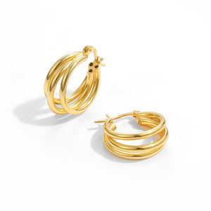 Daily Triple Circles 925 Sterling Silver Hoop Earrings &ndash; 925 sterling silver