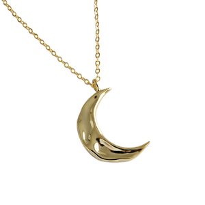 Minimalist Irregular Crescent Moon 925 Sterling Silver Necklace &ndash; 925 sterling silver