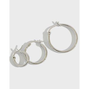 simple and personalized geometric hollow circular rings S925 pure silver earrings &ndash; 925 sterling silver