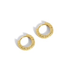 Mini Irregular Geometry Circle 925 Sterling Silver Huggie Earrings &ndash; 925 sterling silver