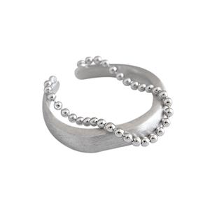 Modern Double Layer Beads Chain 925 Sterling Silver Adjustable Ring &ndash; 925 sterling silver