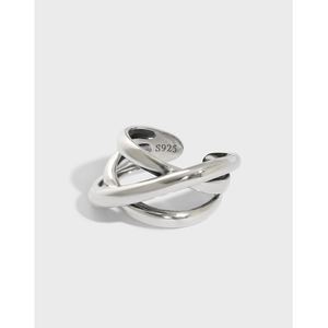 Fashion Triple Lines Cross  925 Sterling Silver Adjustable Ring &ndash; 925 sterling silver