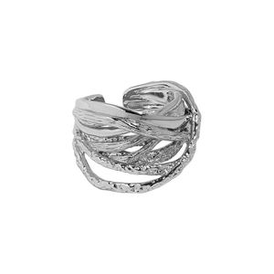 Fashion Irregular Lines Cross Wide 925 Sterling Silver Adjustable Ring &ndash; 925 sterling silver