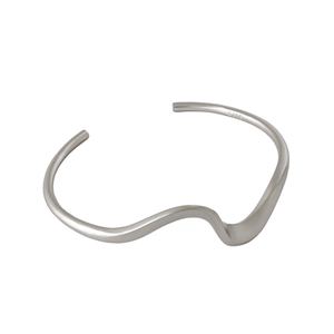 Simple Irregular Wave 925 Sterling Silver Open Bangle &ndash; 925 sterling silver