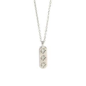 Elegant CZ Geometry CZ Star Tag 925 Sterling Silver Necklace &ndash; 925 sterling silver