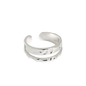 Irregular Double Layer 925 Sterling Silver Adjustable Ring &ndash; 925 sterling silver