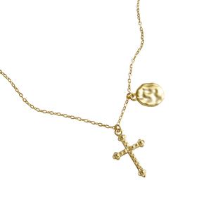 Casual Geometry Round Cross 925 Sterling Silver Necklace &ndash; 925 sterling silver