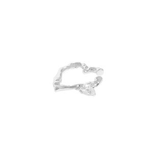 Party Irregular Heart CZ 925 Sterling Silver Non-Pierced Earring(Single) &ndash; 925 sterling silver