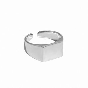 Simple Geometry Rectangle 925 Sterling Silver Adjustable Ring &ndash; 925 sterling silver