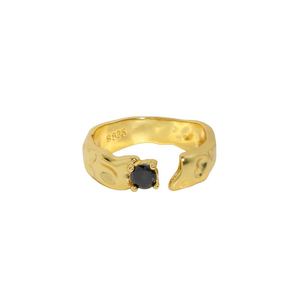 Black CZ Irregular Fashion 925 Sterling Silver Adjustable Ring &ndash; 925 sterling silver