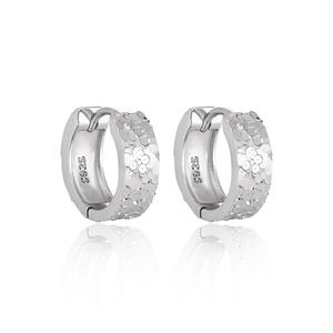 Office Mini Scale Carved 925 Sterling Silver Hoop Earrings &ndash; 925 sterling silver