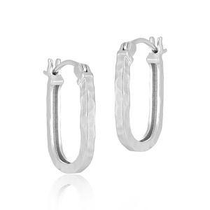 Classic Irregular Carved U Shape 925 Sterling Silver Hoop Earrings &ndash; 925 sterling silver