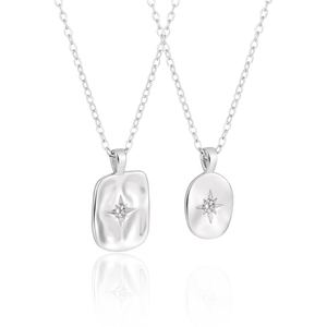 Women Geometry Shining CZ Star Geometry 925 Sterling Silver Necklace &ndash; 925 sterling silver