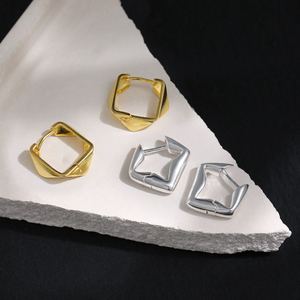 Minimalism Irregular Geometry Square 925 Sterling Silver Hoop Earrings &ndash; 925 sterling silver