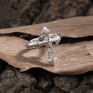 Modern Irregular Cross 925 Sterling Silver Adjustable Ring &ndash; 925 sterling silver
