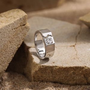 Men's Irregular Borken Pattern CZ 925 Sterling Silver Adjustable Ring &ndash; 925 sterling silver