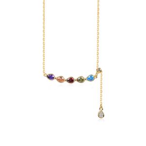 Colorful Waterdrop Zircon Smile 925 Sterling Silver Necklace &ndash; 925 sterling silver
