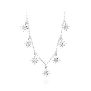 Elegant Women Adjustable Chain Star Design Cubic Zirconia 925 Sterling Silver Necklace &ndash; 925 sterling silver