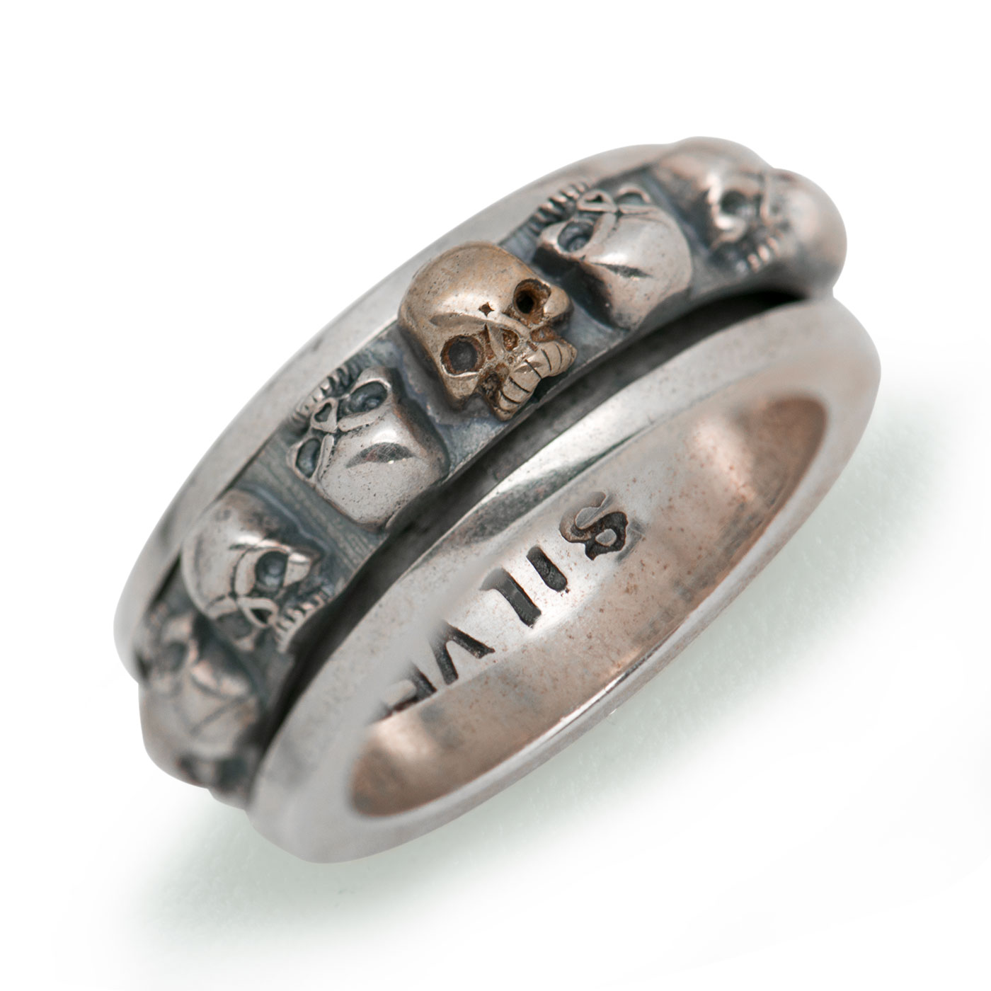 Vintage Men Skull  Words 925 Sterling Silver Ring &ndash; 925 sterling silver