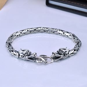 Men Domineering Dragon 925 Sterling Silver Studs Bracelet &ndash; 925 sterling silver