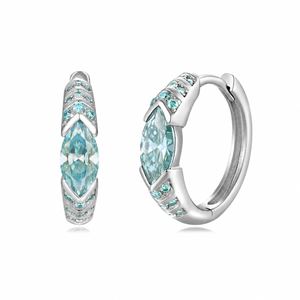 Lake Blue Marquise Moissanite Hoop Earrings In 925 Sterling Silver Geometric Huggie Earrings &ndash; 925 sterling silver